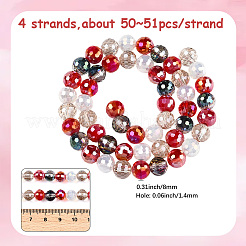 4 Strands Electroplate Glass Bead Strands&nbsp;GLAA-PA0001-09A