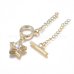 Brass Micro Pave Clear Cubic Zirconia Chain Extender&nbsp;ZIRC-G168-02G