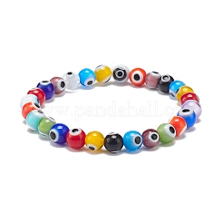9Pcs 9 Color Handmade Evil Eye Lampwork Round Beaded Stretch Bracelets Set for Children&nbsp;BJEW-JB08899