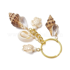 Ocean Style Natural Shell with Synthetic Turquoise Keychains&nbsp;KEYC-JKC01231-04