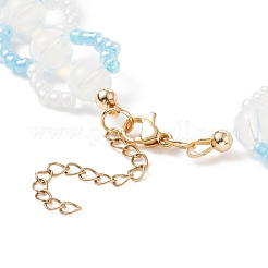 Opal & Glass Seed Braded Ring Wrap Beaded Necklaces for Women&nbsp;NJEW-JN03946