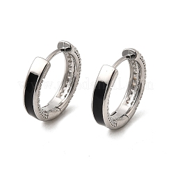 Brass Micro Pave Clear Cubic Zirconia Hoop Earrings&nbsp;EJEW-K276-11P-01
