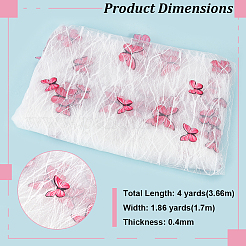 Butterfly Pattern Polyester with PET Embroidery Lace Fabric&nbsp;DIY-WH0419-45