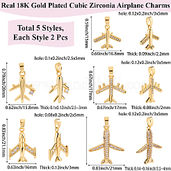 10Pcs 5 Styles Brass Micro Pave Cubic Zirconia Pendants&nbsp;KK-BBC0019-87