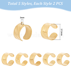 10Pcs 5 Styles 304 Stainless Steel Open Cuff Ring Components&nbsp;STAS-UN0054-83G