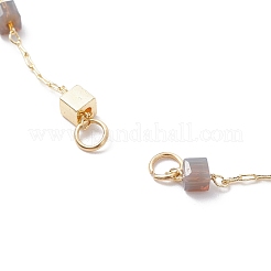 Handmade Brass Cube Beaded Link Chain Bracelet Making&nbsp;AJEW-JB01150-40