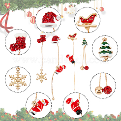 4Pcs 2 Style Christmas Sock & Hat Rhinestone Asymmetrical Earrings&nbsp;EJEW-AN0002-36