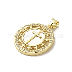 Brass Micro Pave Clear Cubic Zirconia Pendants&nbsp;KK-I708-04C-G