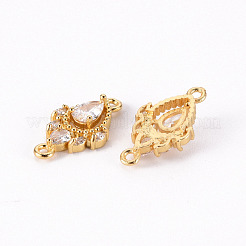 Brass Micro Pave Clear Cubic Zirconia Link Connectors&nbsp;ZIRC-S068-023-NF