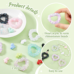 DIY Heart Acylic & Resin Rhinestones Beads Jewelry Making Kits&nbsp;DIY-PH0023-76