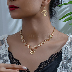 Vortex Alloy Pendant Necklace & Dangle Earrings Sets&nbsp;FS-WGE9BDE-01