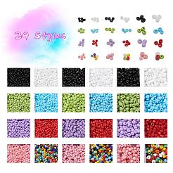 24 Style Opaque Colours Seed & Baking Paint Glass Round Seed Beads&nbsp;SEED-YW0001-29