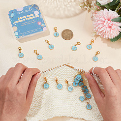 1Pc Alloy Enamel Flat Round with Number Charm Knitting Row Counter Chains&nbsp;DIY-BC0006-92