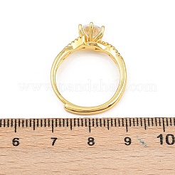 Brass Micro Pave Cubic Zirconia Cuff Rings for Women&nbsp;RJEW-Z113-34G
