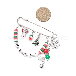 Christmas Themed Alloy Enamel & Acrylic & Polymer Clay Pendant Brooches&nbsp;JEWB-TA00021
