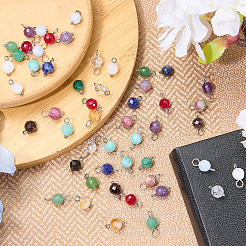24Pcs Natural Gemstone Birthstone Pendants&nbsp;PALLOY-SW00119