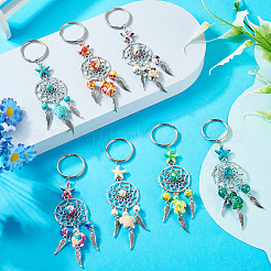 7Pcs Synthetic Turquoise & Alloy Keychain&nbsp;KEYC-TAC00042