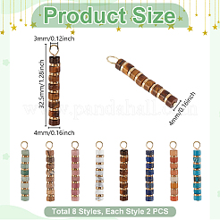 16Pcs 8 Styles Natural Mixed Gemstone & Electroplated Synthetic Non-magnetic Hematite Heishi Beaded Pendants&nbsp;PALLOY-GA00027