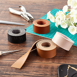 4 Rolls 4 Colors Flat Single Face Imitation Leather Cords&nbsp;LC-BC0001-01
