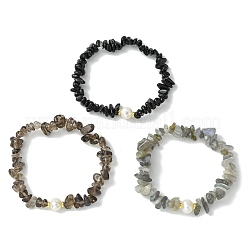 3Pcs 3 Styles Natural Mixed Gemstone Chip & Cultured Freshwater Pearl Beaded Stretch Bracelets Set for Women&nbsp;BJEW-JB13762-09