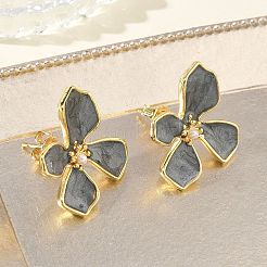 Brass Enamel Stud Earrings for Women&nbsp;KK-CBA760A-11G-02