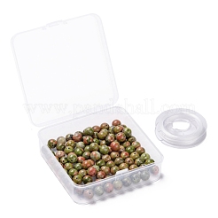 100Pcs 8mm Natural Unakite Round Beads&nbsp;DIY-LS0002-18