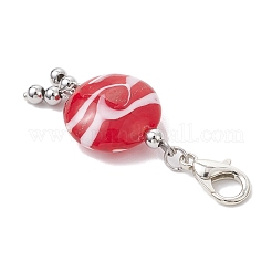 Flat Round Handmade Lampwork Pendant Decoration&nbsp;HJEW-JM03811