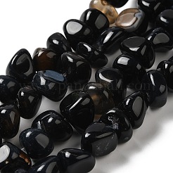Natural Black Agate Beads Strands&nbsp;G-H295-B01-15