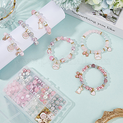 DIY Alloy Enamel Cat Charms & Glass Beads Bracelets Making Kits&nbsp;DIY-SC0030-79