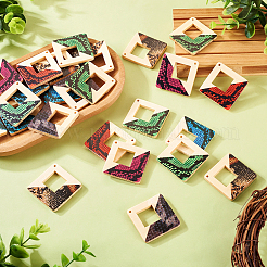 36Pcs 6 Colors Spray Painted Wood Big Pendants&nbsp;WOOD-TA0001-80
