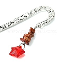 7Pcs Chakra Natural & Synthetic Gemstone Chip & Star Glass Charm Bookmarks&nbsp;AJEW-JK00328