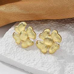 Brass Flower Stud Earrings&nbsp;EJEW-R016-17G