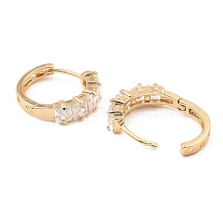 Brass Micro Pave Cubic Zirconia Hoop Earrings&nbsp;EJEW-D078-18KCG