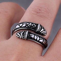 Stainless Steel Word Open Cuff Ring&nbsp;FIND-PW0020-16D