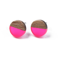 Transparent Resin & Walnut Wood Stud Earrings&nbsp;EJEW-N017-008-A05