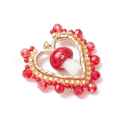 Mushroom Handmade Lampwork with Grade A Round Glass Seed Beads and Rack Plating Alloy Open Back Bezel Pendants and Electroplate Glass Beads Pendants&nbsp;PALLOY-MZ00689
