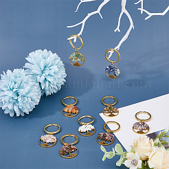 Gemstone Chip Tree of Life Pendant Keychain with Tibetan Style Alloy Charm and Brass Keychain Clasps&nbsp;KEYC-AB00021
