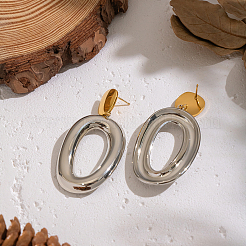 304 Stainless Steel Oval Dangle Stud Earrings&nbsp;LZ5221