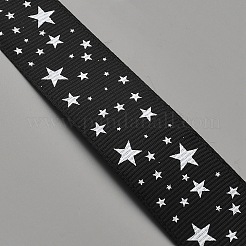 100 Yards Polyester Star Print Grosgrain Ribbon&nbsp;OCOR-WH0085-62