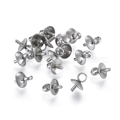 201 Stainless Steel Cup Pearl Peg Bails Pin Pendants&nbsp;STAS-E030-5