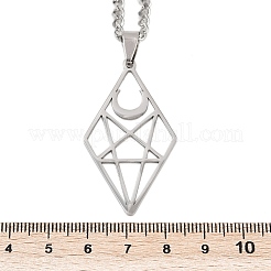 Hollow Out Diamond Moon 201 Stainless Steel Pendant Necklaces for Men Women&nbsp;NJEW-K283-25P
