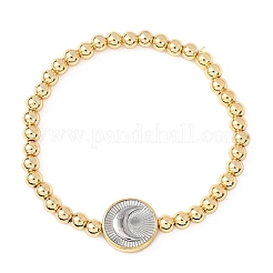 Brass Round Beads Stretch Bracelets for Women&nbsp;BJEW-H640-03B-GP