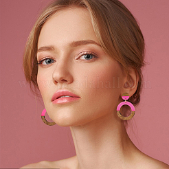 3 Pairs 3 Colors Resin & Wooden Donut Dangle Stud Earrings with 316 Surgical Stainless Steel Pins&nbsp;EJEW-FI0002-47
