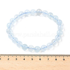 Natural Aquamarine Round Bead Stretch Bracelets for Men Women&nbsp;BJEW-U034-01C-02