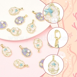 4Pcs 2 Colors Brass Enamel Pendants&nbsp;KK-YW0004-60