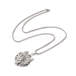 Alloy Wolf Pendant Necklace with 201 Stainless Steel Box Chains&nbsp;NJEW-E016-19AS