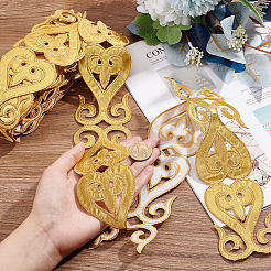 Polyester Heart Floral Embroidery Lace Trim&nbsp;OCOR-WH0079-90