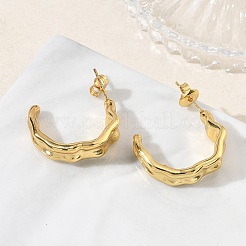 Textured 304 Stainless Steel Stud Earrings for Women&nbsp;EJEW-K333-02G