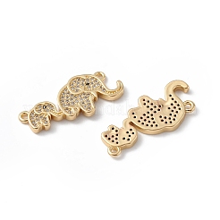Elephant Mother and Son Brass Micro Pave Clear Cubic Zirconia Connector Charms&nbsp;ZIRC-L100-134G