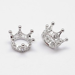 Crown Brass Micro Pave Grade AAA Cubic Zirconia European Bead&nbsp;ZIRC-O022-60-NR